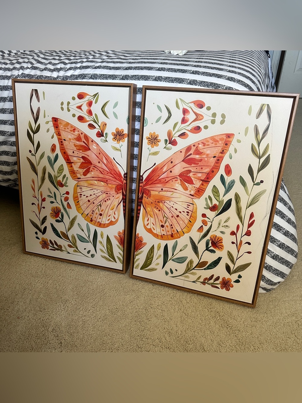 Framed Butterfly Wall Art Set (2 Pieces)